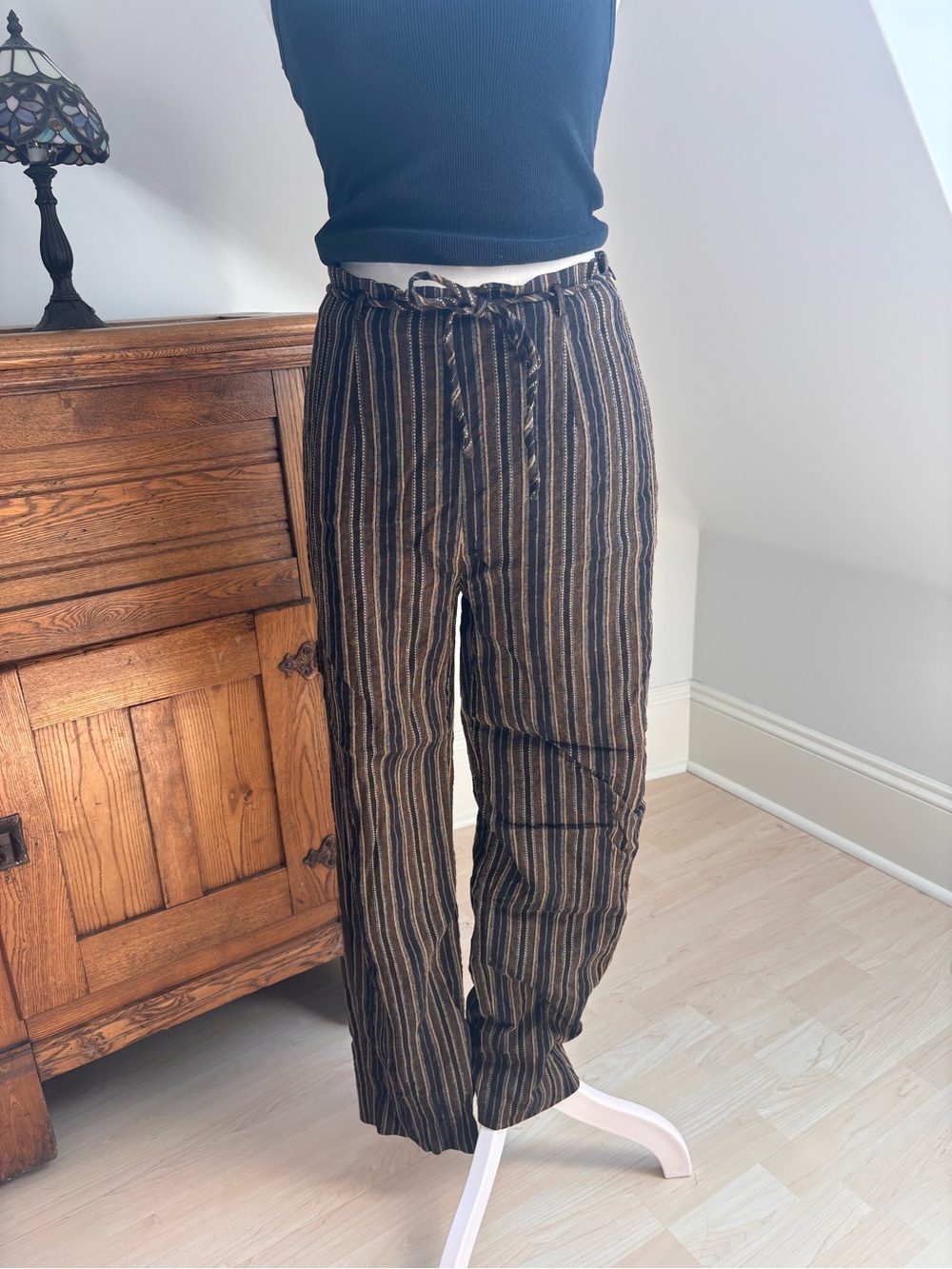 Bianca Nygård Striped Linen Blend Pants 🤎